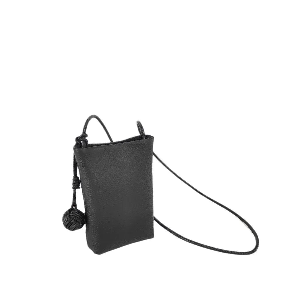 Mini Genuine Leather Mobile Phone Storage Top Layer Cowhide Simple Versatile Small Crossbody Bag