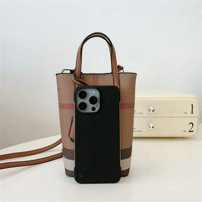 Retro Crossbody Bags Women Stylish Plaid Phone Purse Keys Bag