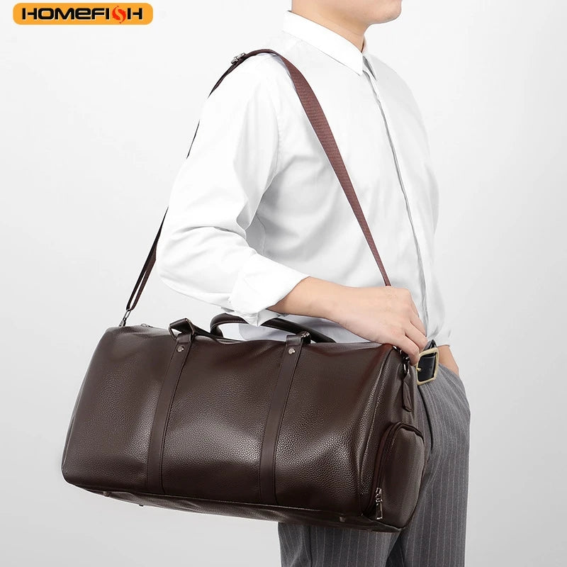 Homefish Pu Waterproof Fitness Sports Bag Retro Large Capacity Duffle Motorcycle Training Short