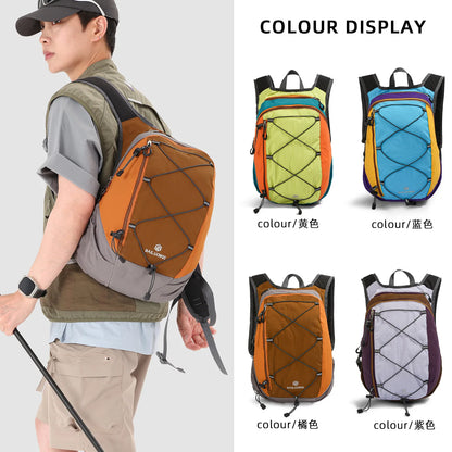 Light Nylon Spliced Color-Blocking Backpack Hiking