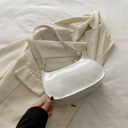 Patent Leather Shoulder Bag for Women – Glossy Underarm Purse