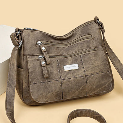 Crossbody Messenger Bag – Vintage Multi-Pocket Shoulder Bag for Women