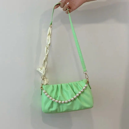 Pearl Pleated Cloud Underarm Bag Versatile Large-Capacity Single-Shoulder Crossbody Bag