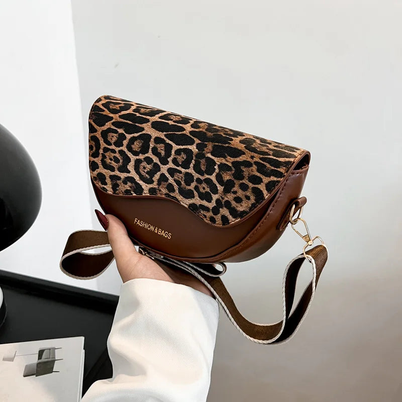 Fashionable Flip Cover Pu Leather Leopard Print Crossbody Bags Women