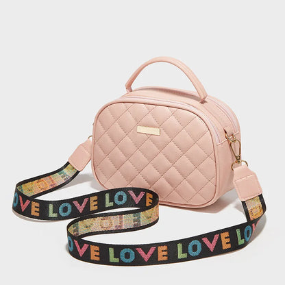 Women's Mini Crossbody Bag with Colorful Letter Strap