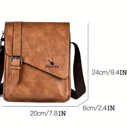 Men S Vintage Casual Crossbody Bag Versatile Business Shoulder Bag Pu Leather Messenger Bag Men Flip