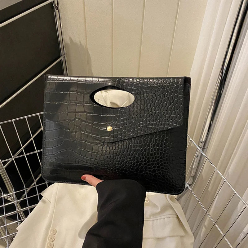 Crocodile Pattern Clutch Bag – Minimalist Office Handbag