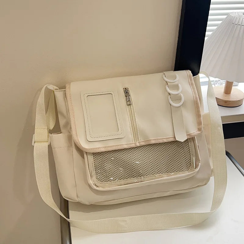 Y2k Japanese Harajuku School Bags Girls Transparent Itabag Shoulder Crossbody Bag Diy Badges Display