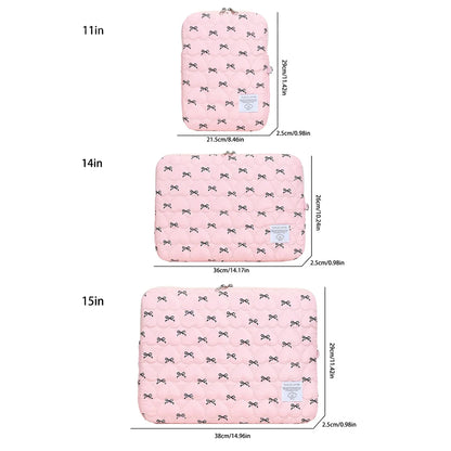Bow Print Heart-Shaped Quilting Laptop Bag 11 Inch14 Inch15 Inch Scratch-Resistant Computer Daily