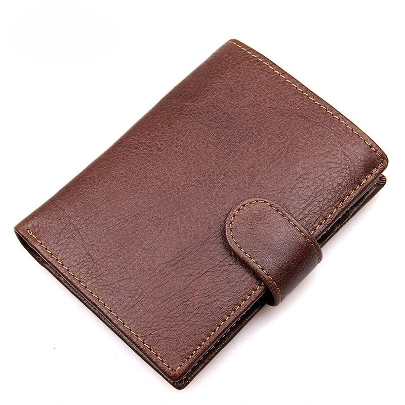Retro Coin Wallet Genuine Leather Men S Three-Fold Card Bag Short Cowhide Mens Rfid Protection