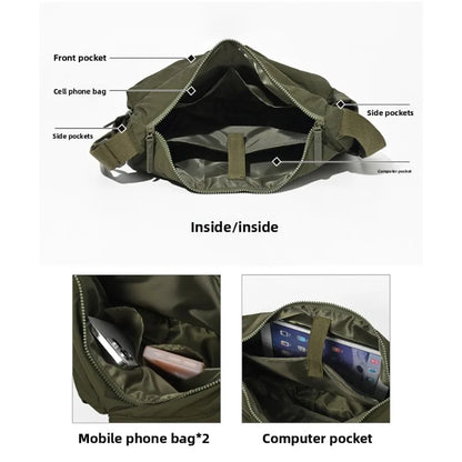 Waterproof Nylon Crossbody Bag – Multi-Pocket Shoulder Bag for Women & Men
