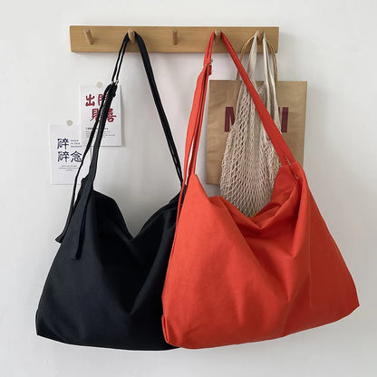 Large Canvas Shoulder Bag with Adjustable Strap