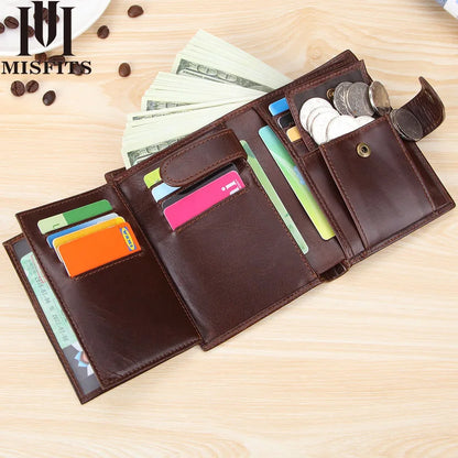 Business Large-Capacity Niu Pickup Bag Genuine Leather Men S Buckle Short Wallet