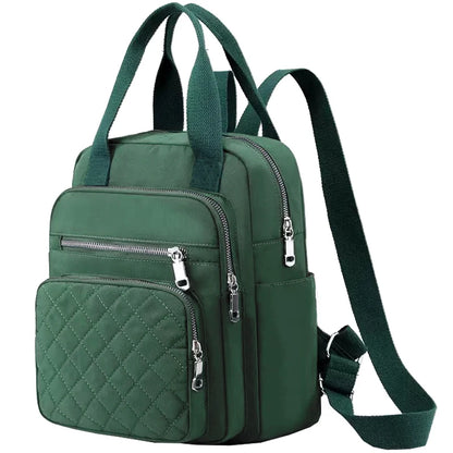 Quilted Women's Backpack – Compact Multi-Pocket Convertible Bag