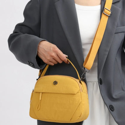 Fashiona Nylon Crossbody Bags Top Handle Bag Adjustable Wide Strap Multi Zipper Pockets Lightweight