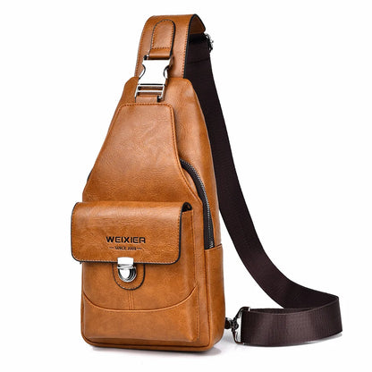 Men S Women Crossbody Large-Capacity Waterproof Buckle Zipper Simple Single-Shoulder Backpack