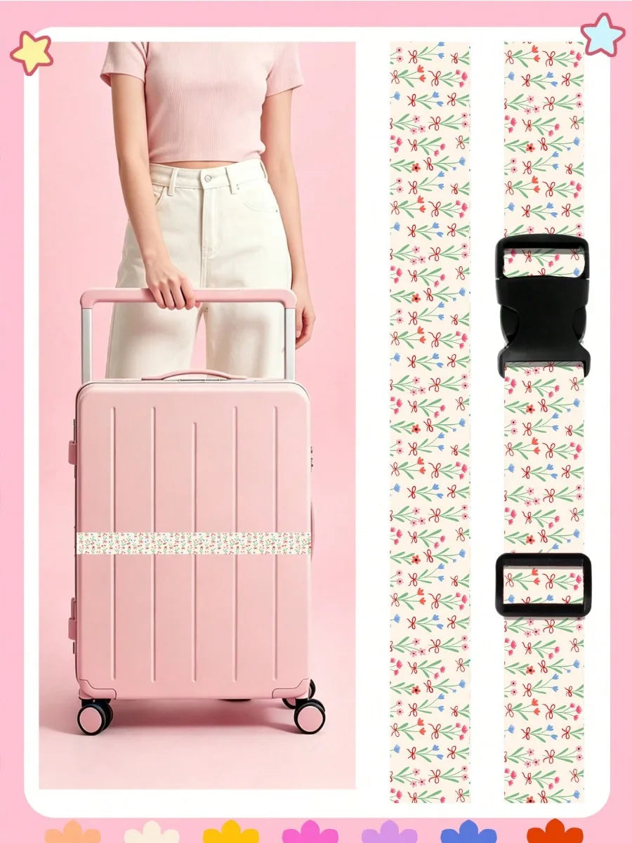 Lightweight Bag Strap Women Small Fresh Print Adjustable Luggage Strap Suitcase - Soft