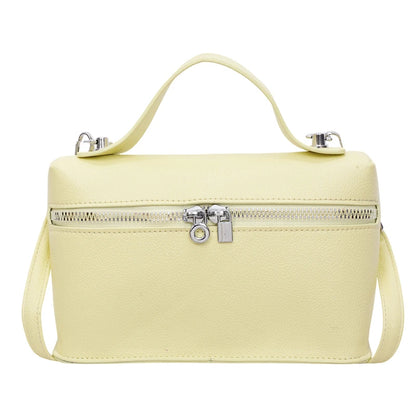 Minimalist Trend Solid Color Box Bag Litchi Pattern Portable Carrying Crossbody Daily Commuting