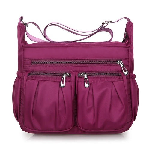 Multi-Pocket Waterproof Nylon Crossbody Bag for Women