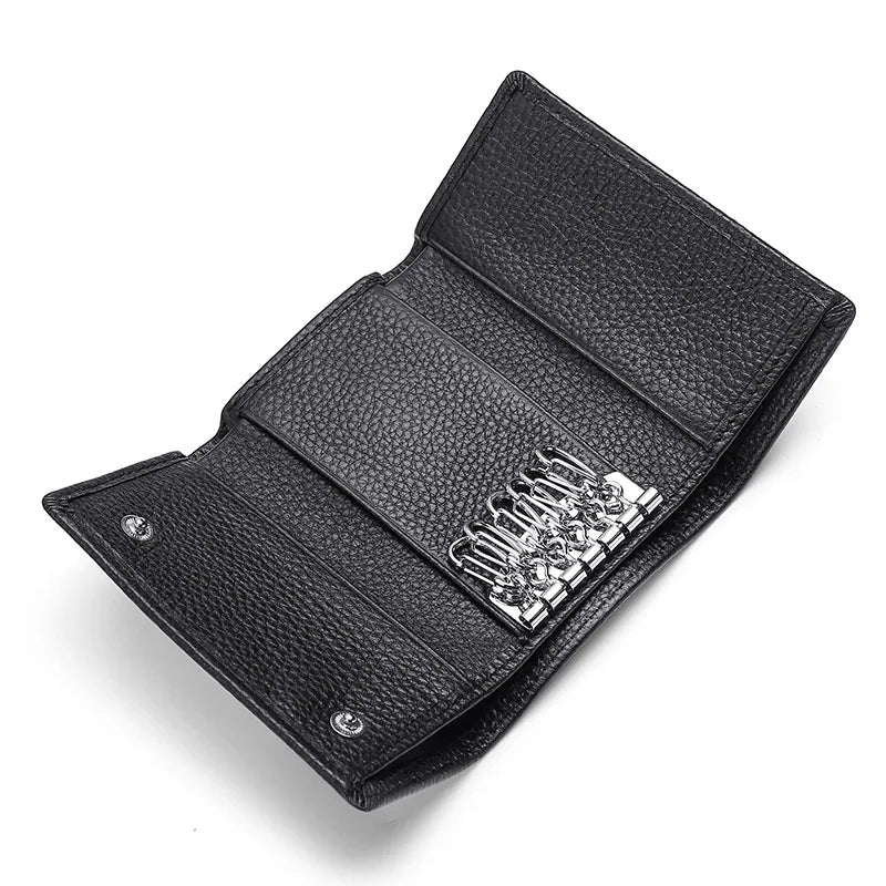 Top Layer Cowhine Key Bag Real Leather Ladies Change Storage Multi - Function Buckle