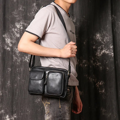 Genuine Leather Men S Single-Shoulder Bag Women Cowhide Crossbody