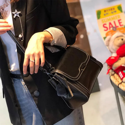 Real Leather Shoulder Bag Tide Clamshell Square Three-Dimensional Large Capacity Senior Women S