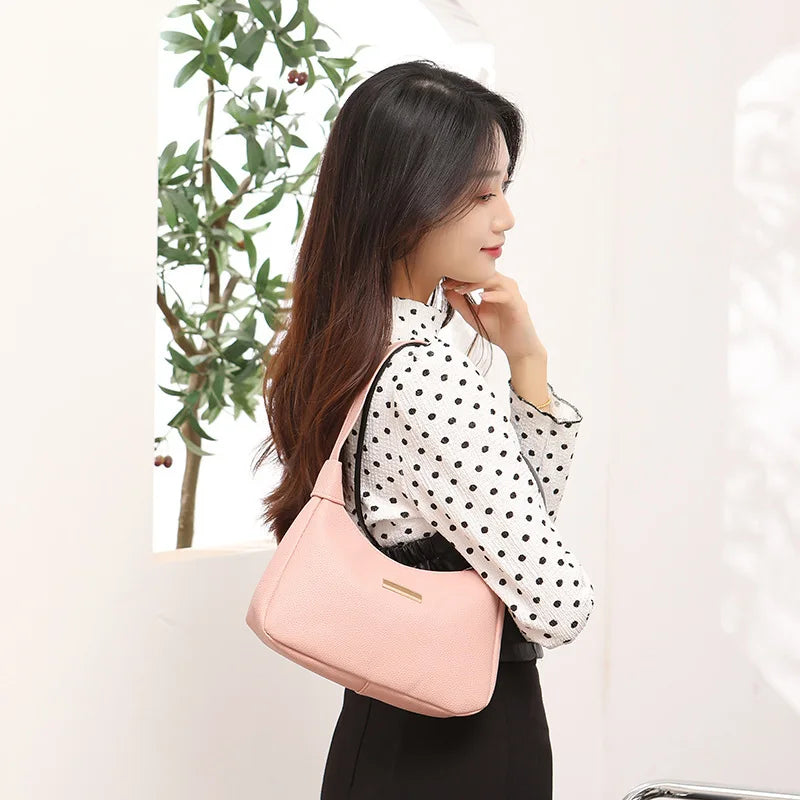 Chic Leather Hobo Bag Gold Accents Spacious Versatile Shoulder Purse Everyday Work