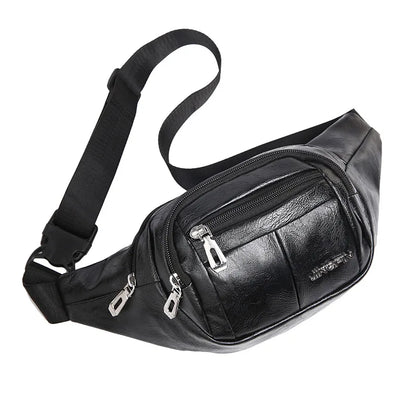 Pu Running Waist Bag Men Women Large Capacity Cross-Body Mobile Phone Storage Cashier Shoulder