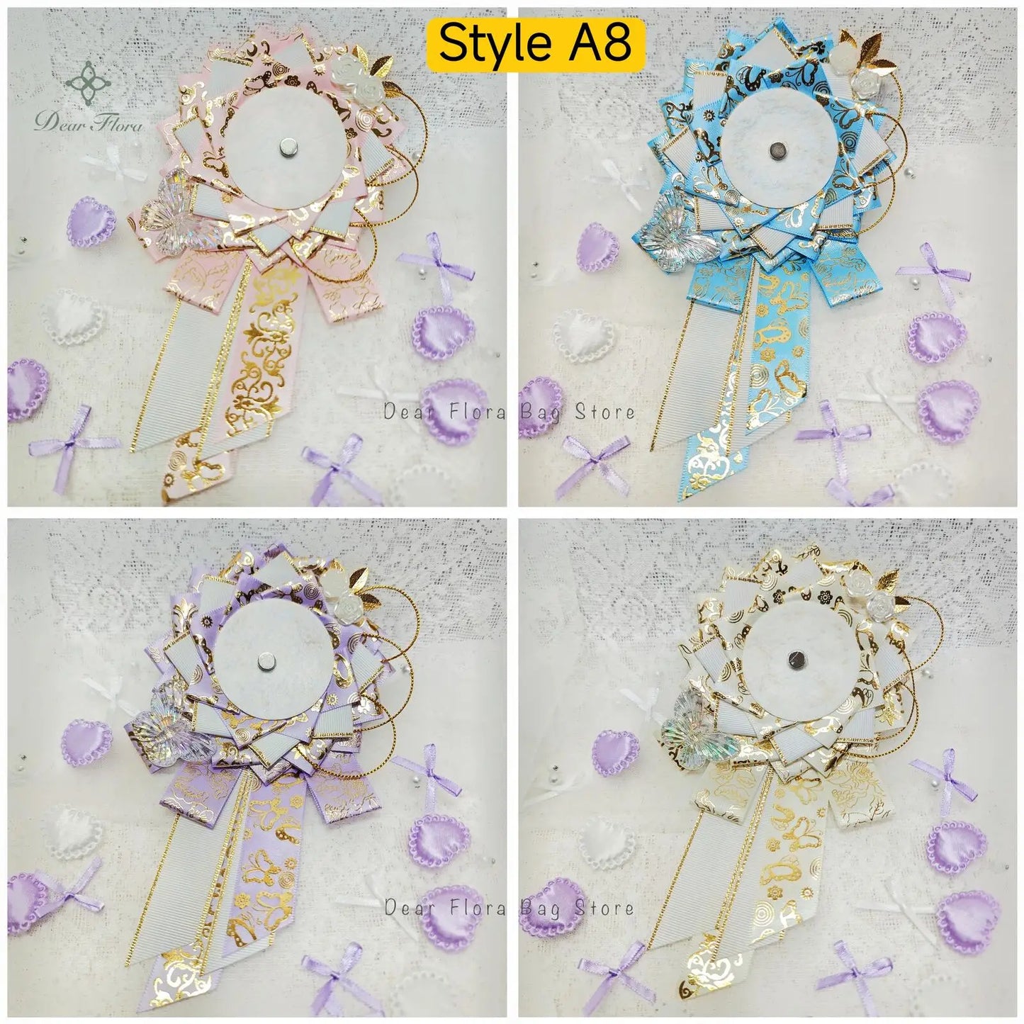 Itabag Ribbon Flower Badge Stand – Anime Pin Display Decoration