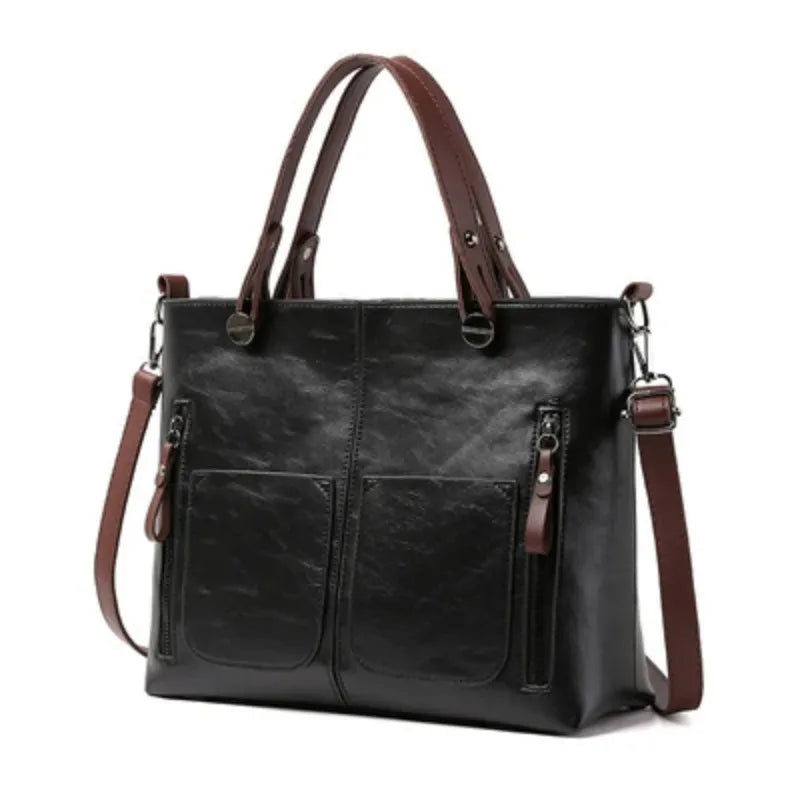 Large Capacity Tote Bag European American Retro Leather Women S Handbag