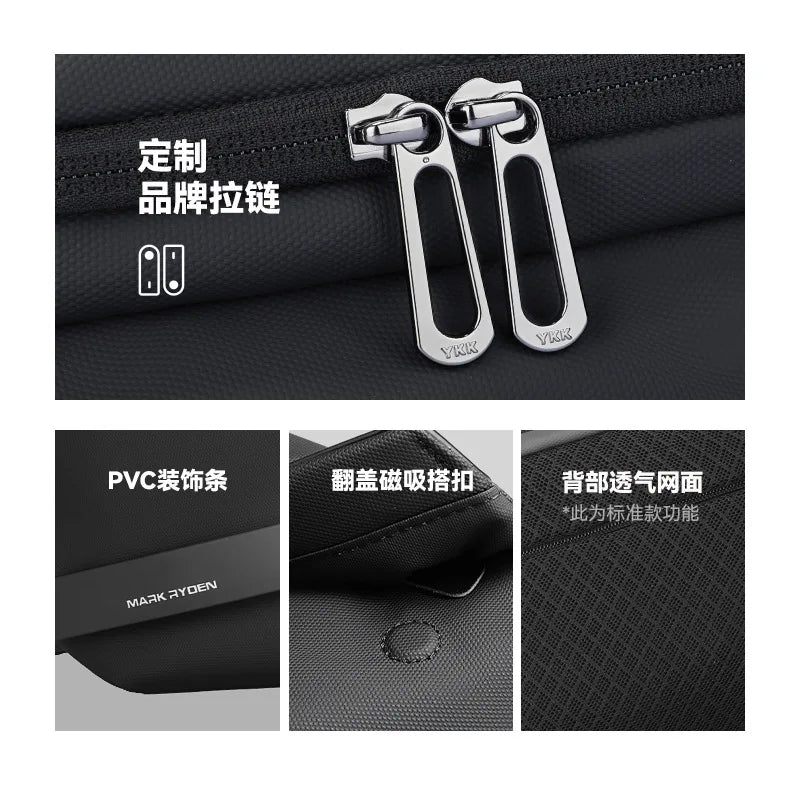 Men S Large Capacity Waterproof Crossbody Bag Multi-Functional Sports Leisure Magnetic Suction Clasp