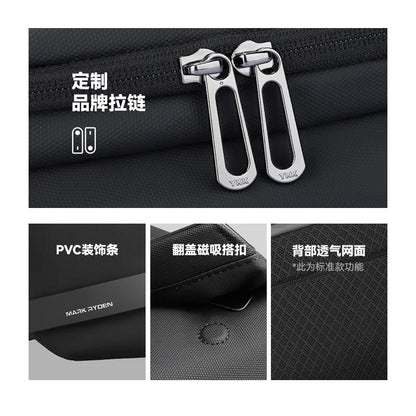 Men S Large Capacity Waterproof Crossbody Bag Multi-Functional Sports Leisure Magnetic Suction Clasp