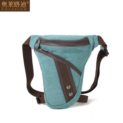 Canvas Men S Waist Bag Retro Durable Leg Bag Single-Shoulder Crossbody Men