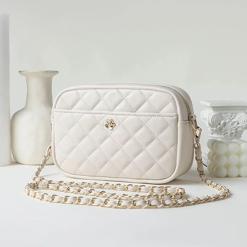 Diamond-Shaped Chain Horizontal Square Single-Shoulder Bag Women Mini Hand-Carry Commuter Crossbody