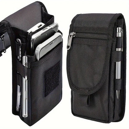 Outdoor Leisure Nylon Wear-Resistant Waist Bag Three Compartments Mobile Phone Storage