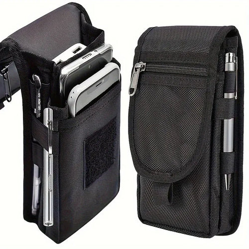 Outdoor Leisure Nylon Wear-Resistant Waist Bag Three Compartments Mobile Phone Storage