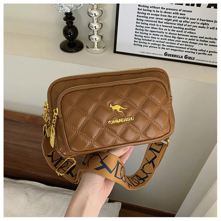 Quilted Leather Crossbody Bag – Large Capacity Shoulder Purse for Women