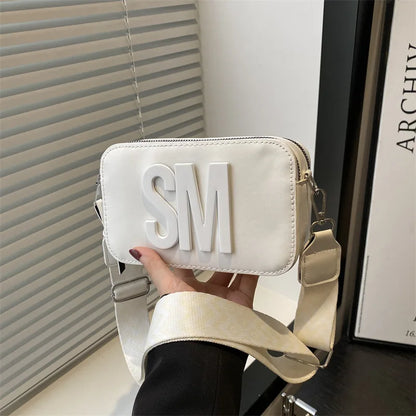 Camera Crossbody Bag for Women – SM Letter Wide Patterned Strap