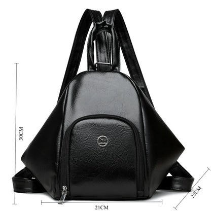 3-in-1 Convertible Leather Backpack – Anti-Theft Women's Daypack
