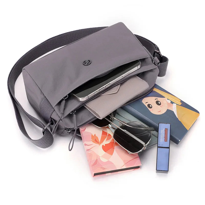 Lightweight Nylon Crossbody Bag – Multi-Pocket Shoulder Bag
