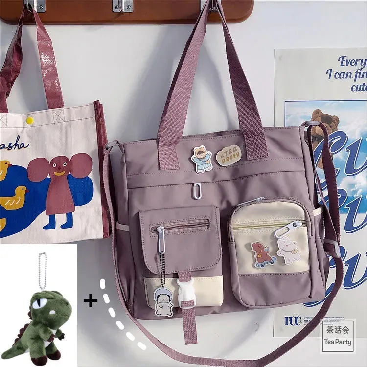 Kawaii Canvas Crossbody Bag – Japanese Style Shoulder Bag for Women & Students