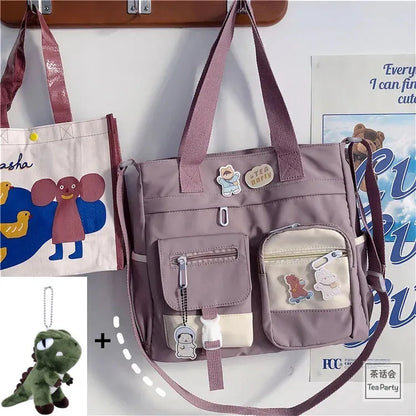 Kawaii Canvas Crossbody Bag – Japanese Style Shoulder Bag for Women & Students