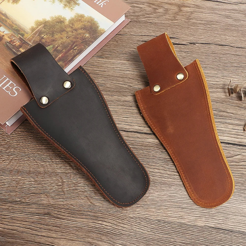 Protective Leather Case Top Layer Cowhide Garden Branch Shears Waist Bag