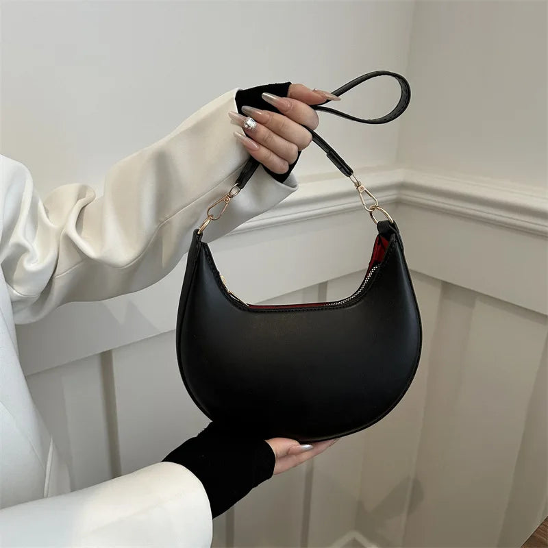 PU Leather Crescent Shoulder Bag for Women