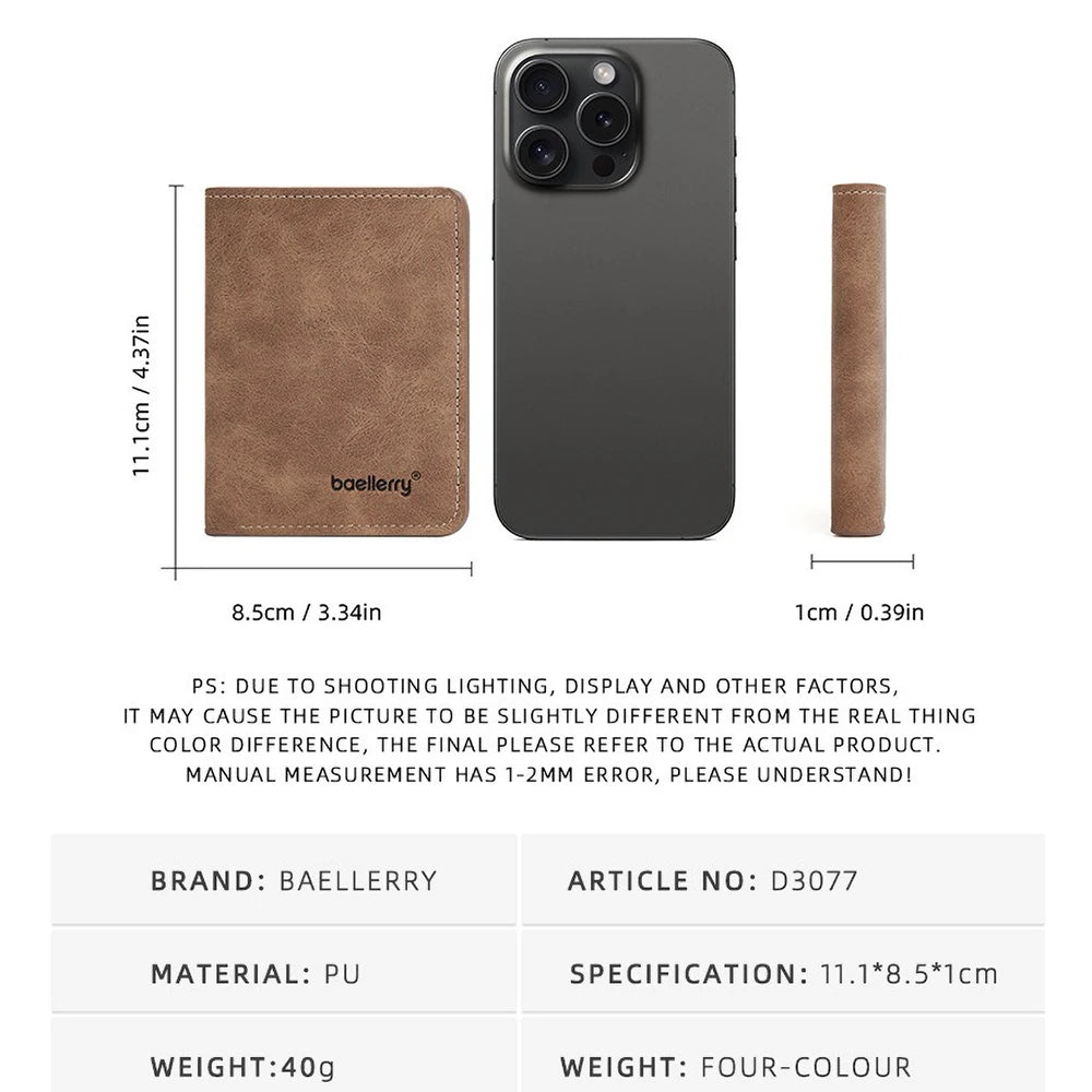 Minimalist Men's Leather Bifold Wallet with Card Slots