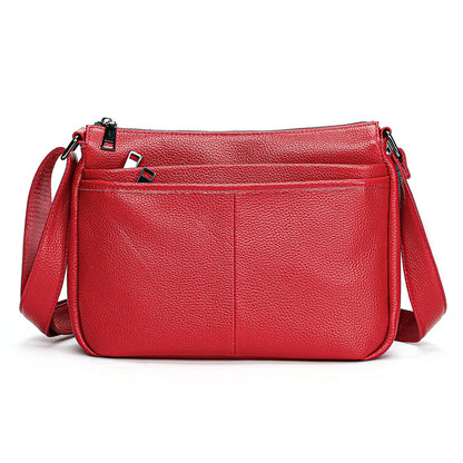 Women S Leather Shoulder Bag Large Capacity Soft Multi-Layer Multi-Function Diagonal Span - Soft