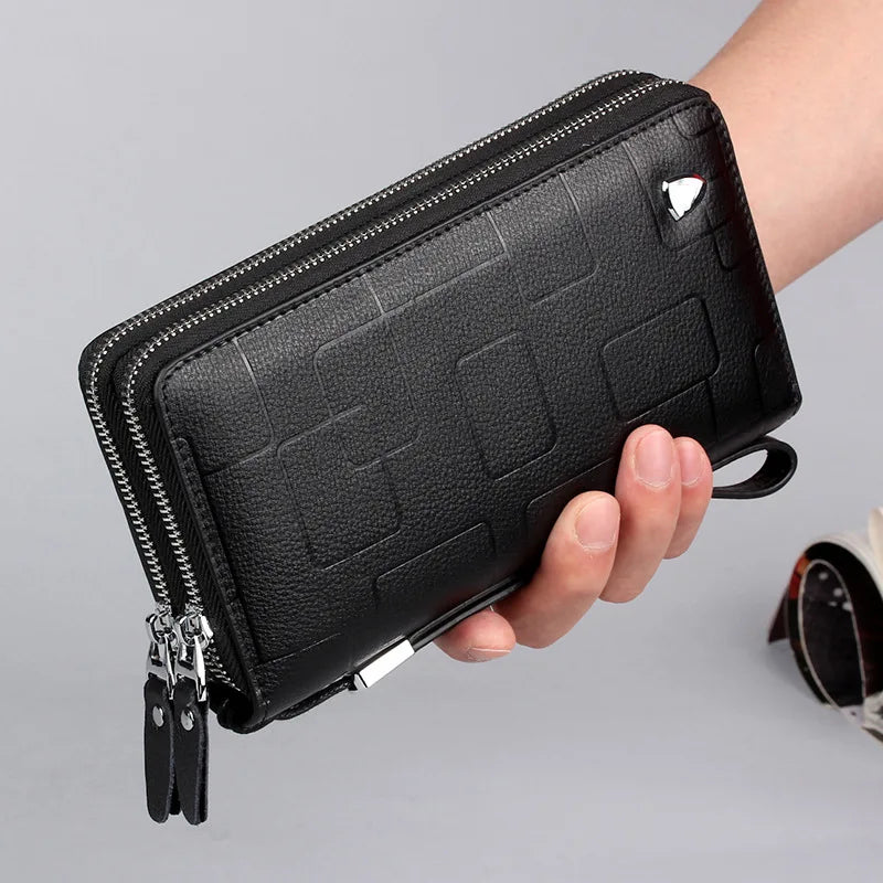 Leather Men S Wallet Long Zipper Clutch Cowhide Mobile Phone