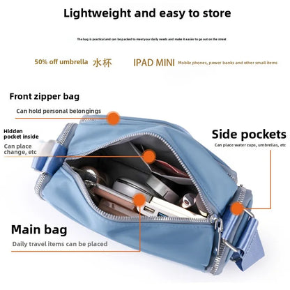 Large Capacity Nylon Crossbody Bag for Women – Wide Strap Shoulder Bag