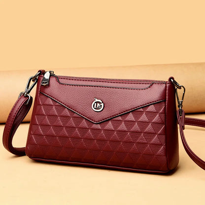 Diamond-Shaped Zipper Large-Capacity Waterproof Soft Leather Women S Single-Shoulder Crossbody Bag
