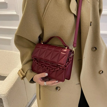 Quilted Crossbody Bag for Women – Mini Flap Purse with Chain